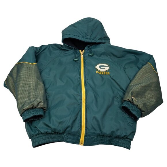 Green Bay Packers Vintage NFL Pro Player Reversible Puffer Style Jacket Size M/L - Picture 1 of 14
